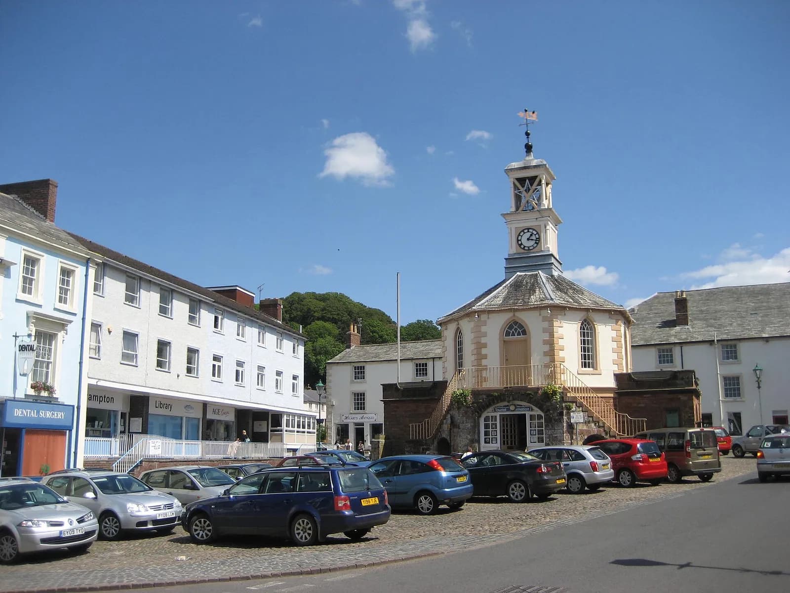 Brampton's octagonal Moot Hall with its clock tower in the Market Place