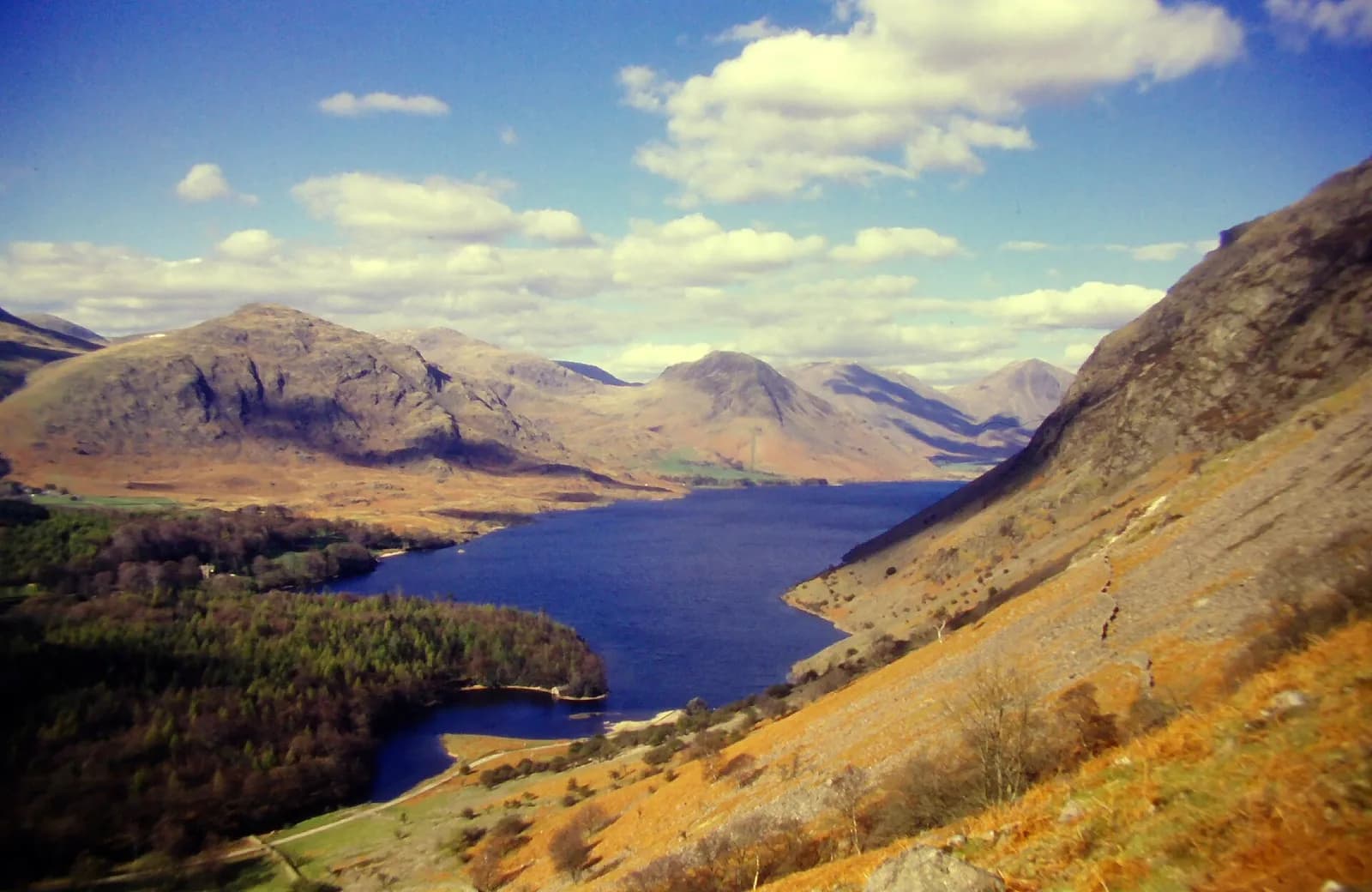 Wastwater beneath the screes looking up the valley to Yewbarrow and Great Gable