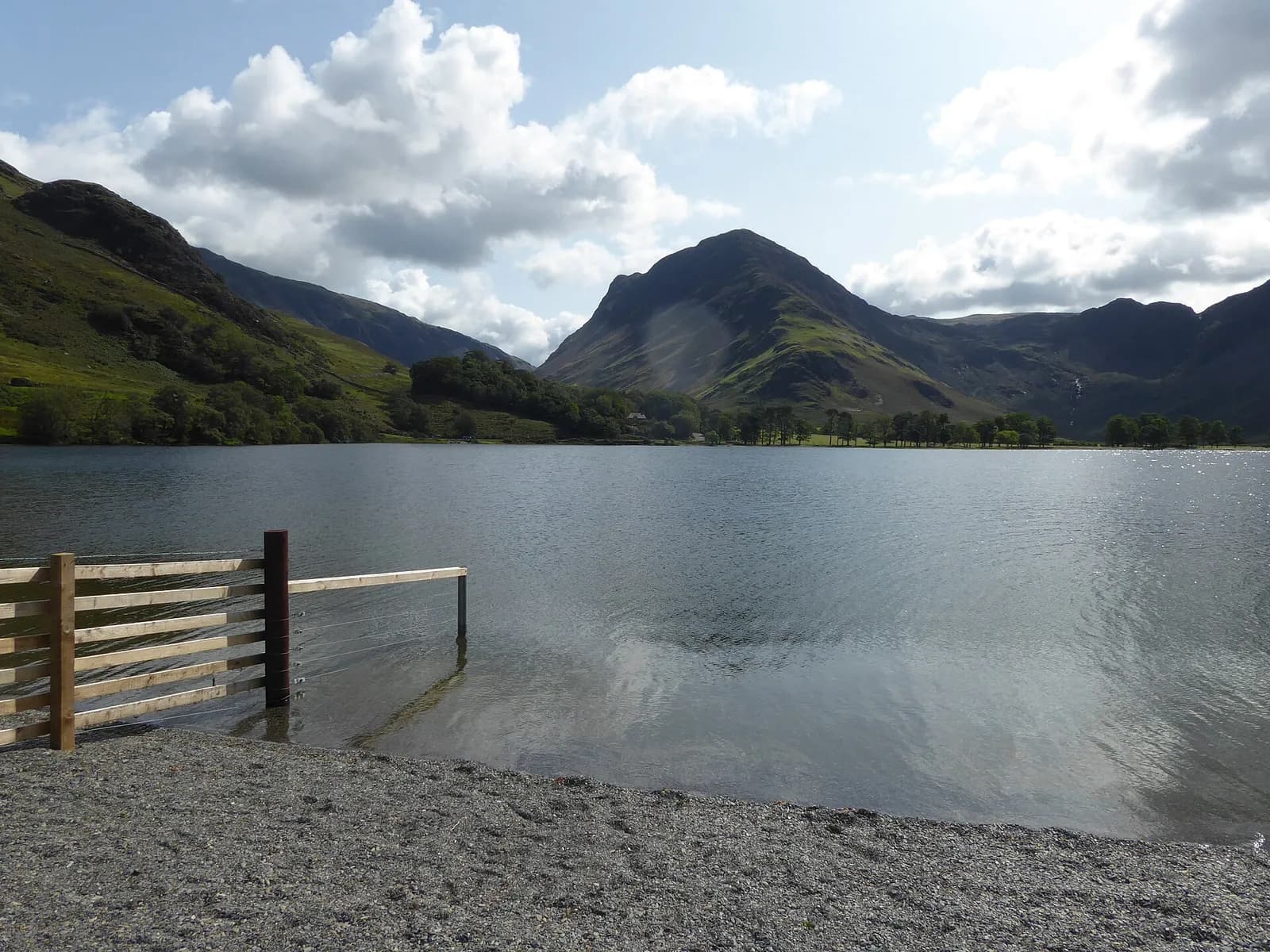 Buttermere from the shore at Hassness, with Fleetwith Pike at the head of the lake
