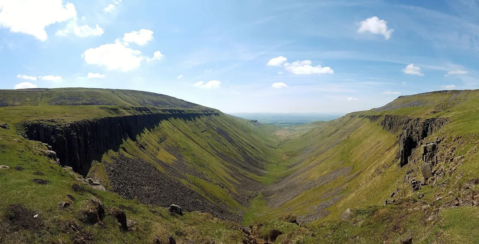 The great U-shaped valley of High Cup Nick with its rim of dark whinstone crags